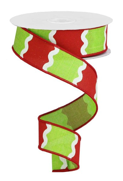Red/Green Wavy Stripes on Royal 1.5"