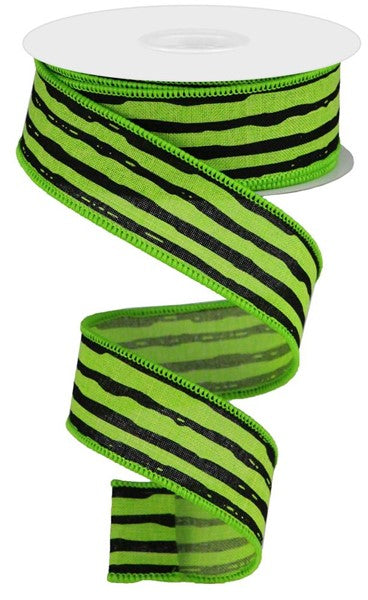 Black & Lime Irregular Stripes On Royal