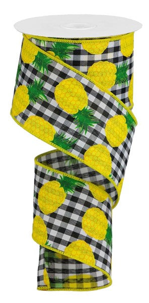 2.5"X10yd Pineapples On Woven Check