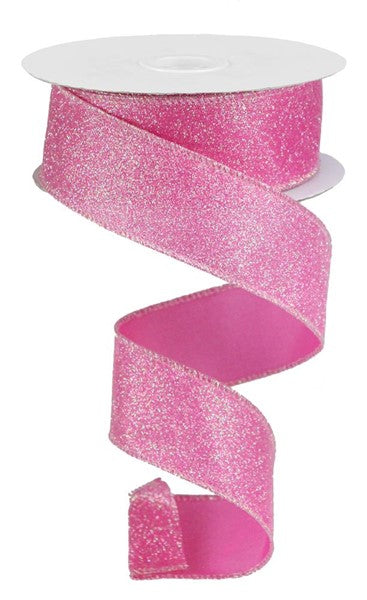 1.5"X10yd PINK  Iridescent Glitter On Satin’s