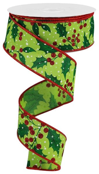 Green Holly 1.5" Ribbon