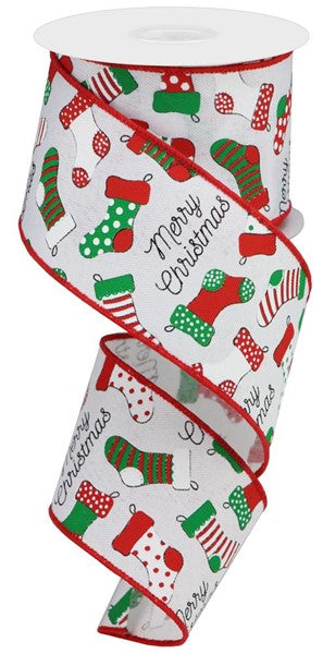 2.5"X10yd Christmas Stockings/Faux Royal