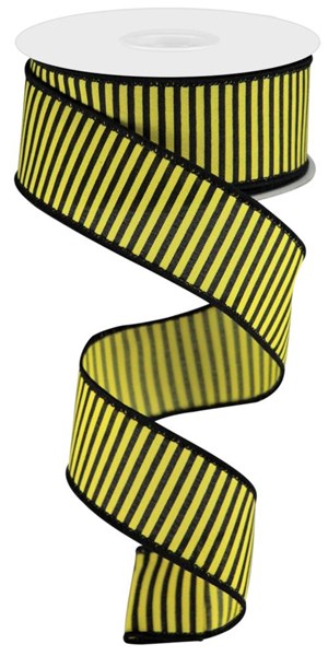 1.5"X10yd Horizontal Thin Stripes Yellow/Black