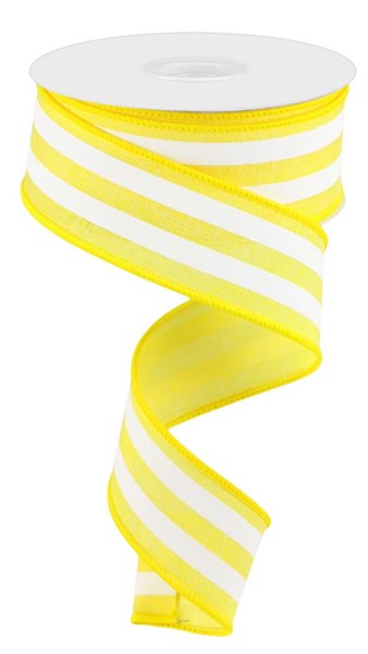 1.5"X10yd Vertical Stripe Yellow/White