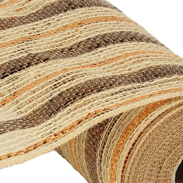 10.5"X10yd Poly/Jute/Metallic Mesh Natural/Chocolate/Copper