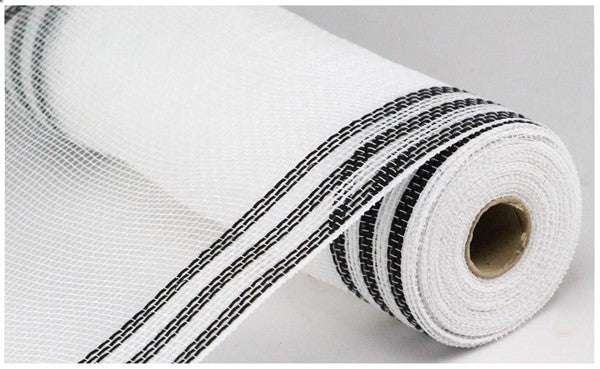 10.5"X10yd Faux Jute/Pp/Border Stripe - White/Black