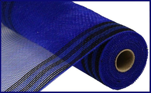 10.5"X10yd Faux Jute/Pp/Border Stripe - Royal Blue/Black