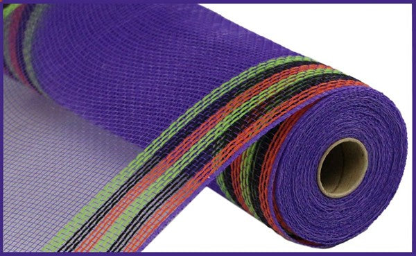 10.5"X10yd Faux Jute/Pp/Border Stripe-Purp/Orng/Blk/Frsh Grn