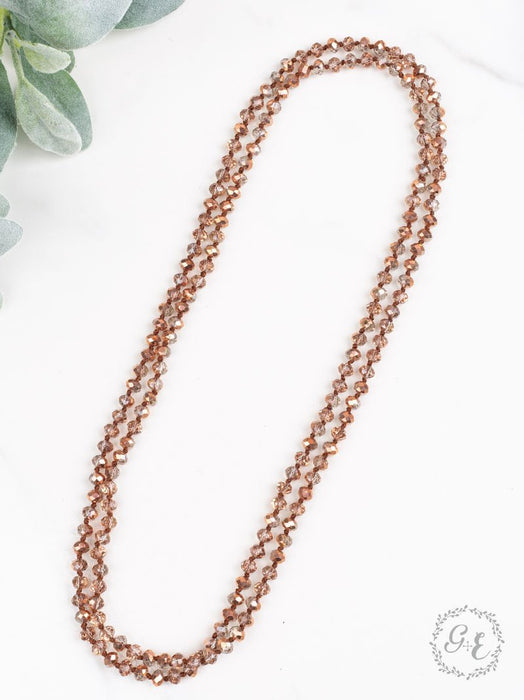 THE ESSENTIAL 60" DOUBLE WRAP BEADED NECKLACE, METALLIC ROSE GOLD