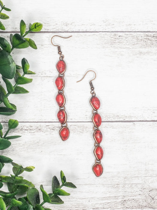 RIDE FOR THE BRAND RED STONE DANGLE EARRINGS