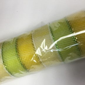 21 inch x10 yds  Yellow/Green/White Stripe Mesh