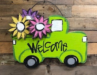 Spring Welcome Green Truck