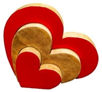 DECOR HEART W/HEART PUZZLE(NATURAL/RED)