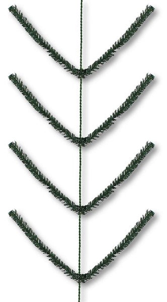 9' Pencil Work Garland X22 Ties Tt Green