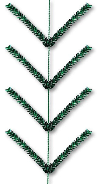 9' Pencil Work Garland X22 Ties METALLIC GREEN