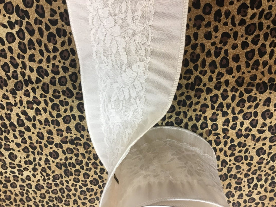 Cream Faux Dupioni with Lace 4"