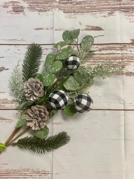 Snow Gingham Green Mixed Spray