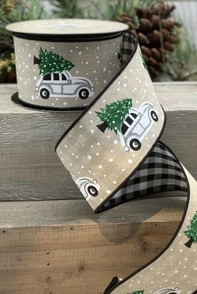 Faux Linen Car w/ Tree 2.5"