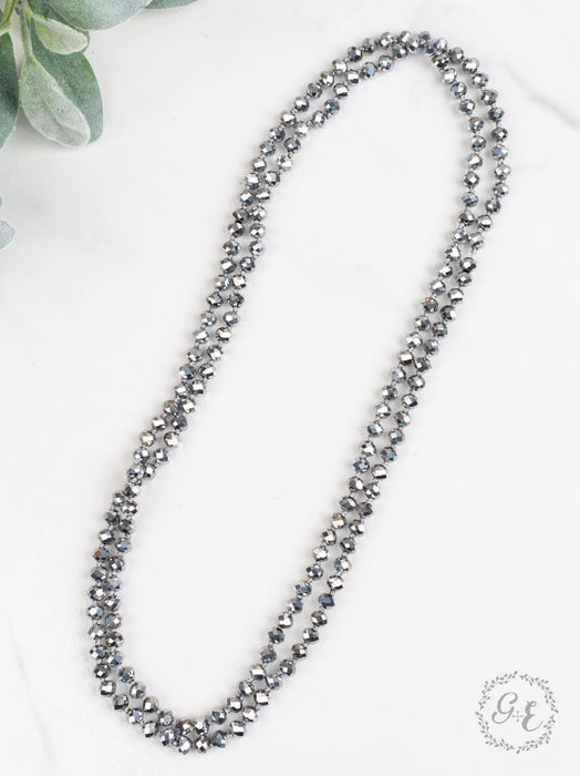 THE ESSENTIAL 60" DOUBLE WRAP BEADED NECKLACE, GRAPHITE