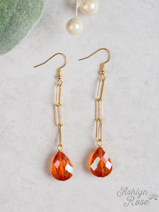 CHILL WITH ME DANGLE EARRINGS WITH GOLD, ORANGE