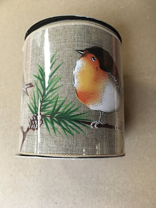 Bird with pine 4"ribbon