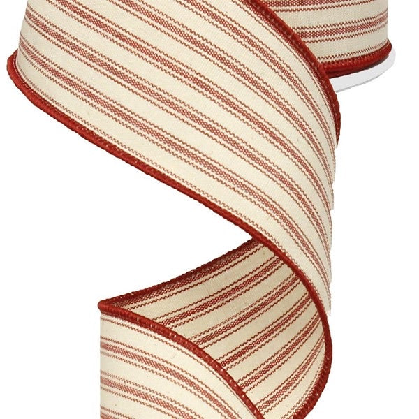 2.5 x 10 Yds.  Red/beige Ticking