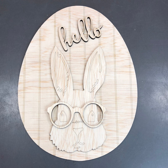 Bunny Egg with Glasses Wreath Size