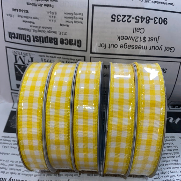 Yellow  and White Check Ribbon