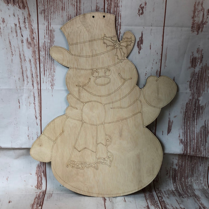 Snowman Door Hanger with Paint Lines (unpainted)