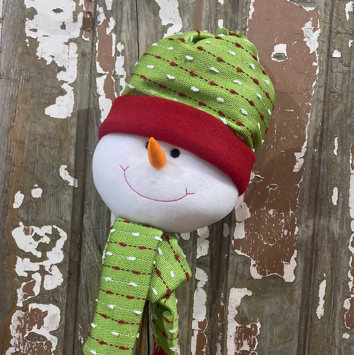 Happy Plush Snowman Pick with Red/Lime Green