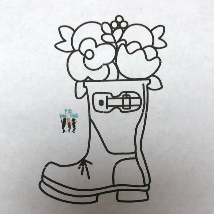 Rain Boot with Floral Door Hanger (unpainted)