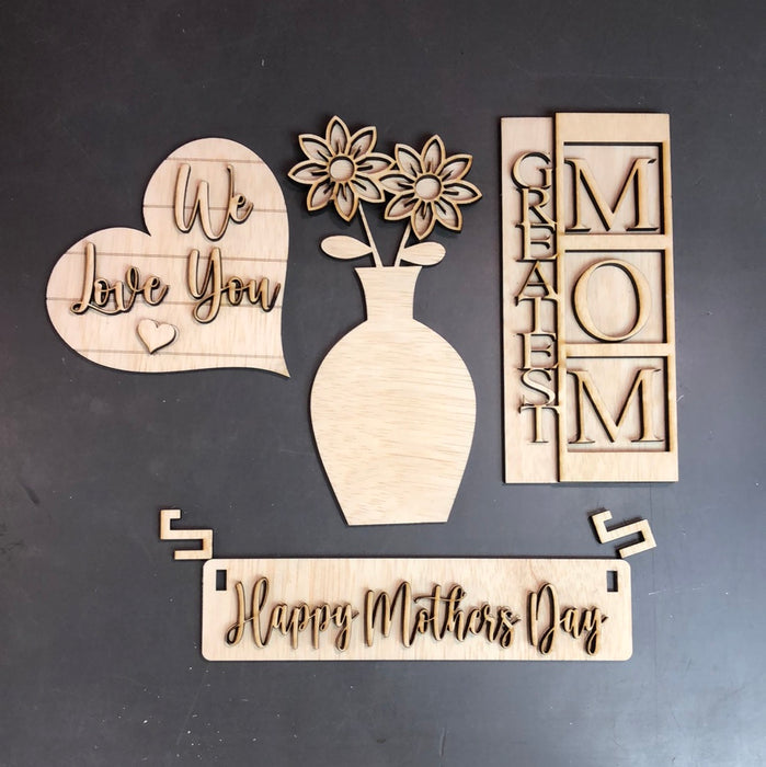 Happy Mothers Day Cutouts for Wagon Shelf Sitter (UNPAINTED)