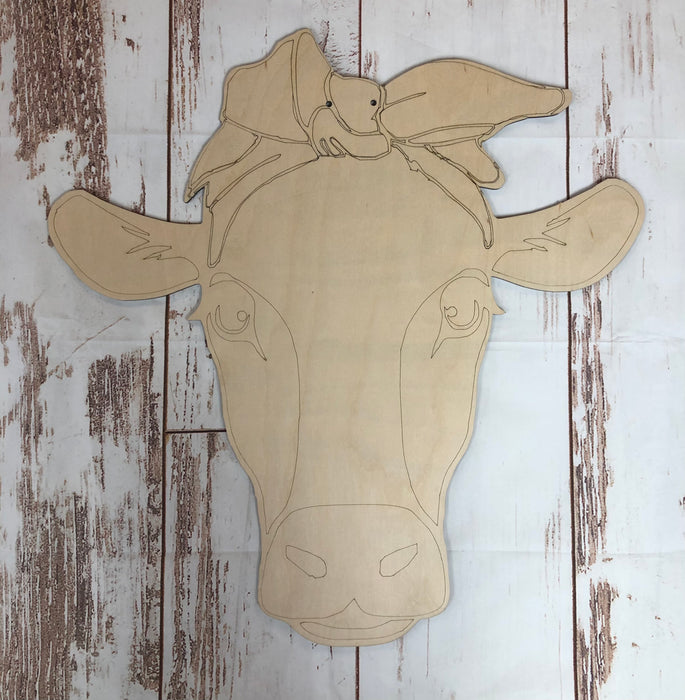 Cow Head Door Hanger with Paint Lines