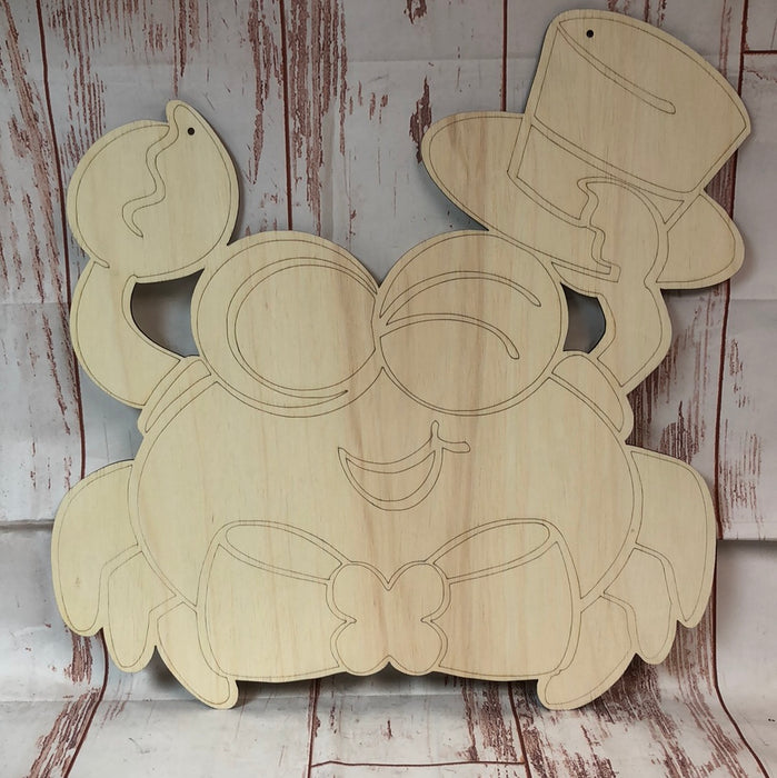 WINKING CRAB Door Hanger with Paint Lines (UNPAINTED)