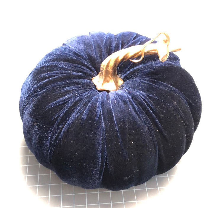 NAVY BLUE VELVET PUMPKIN 5 X 7
