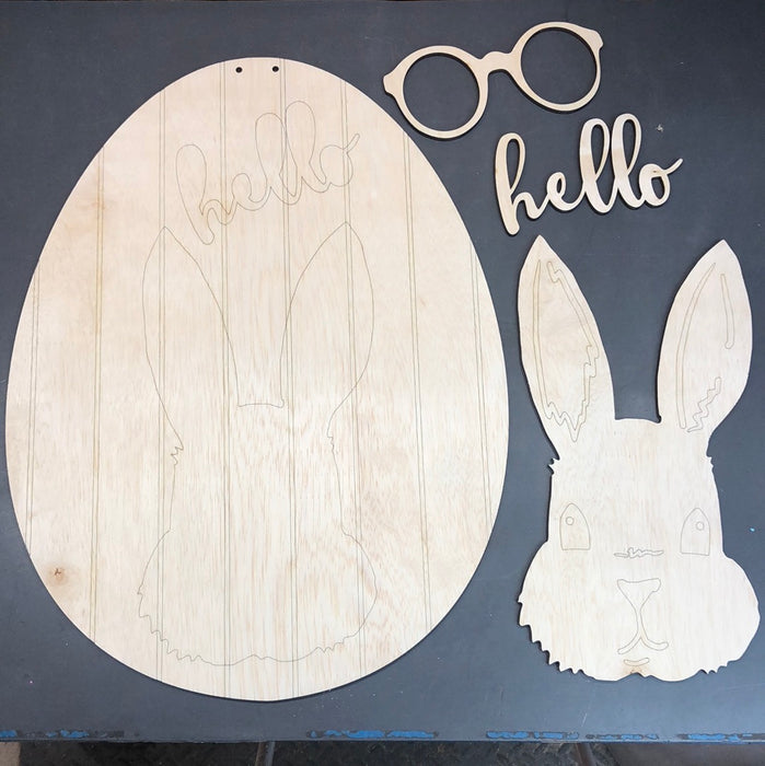 Bunny Egg with Glasses Door Hanger