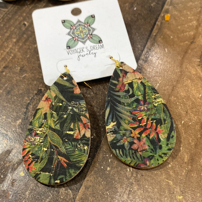 TROPICAL PRINT LEATHER EARRING