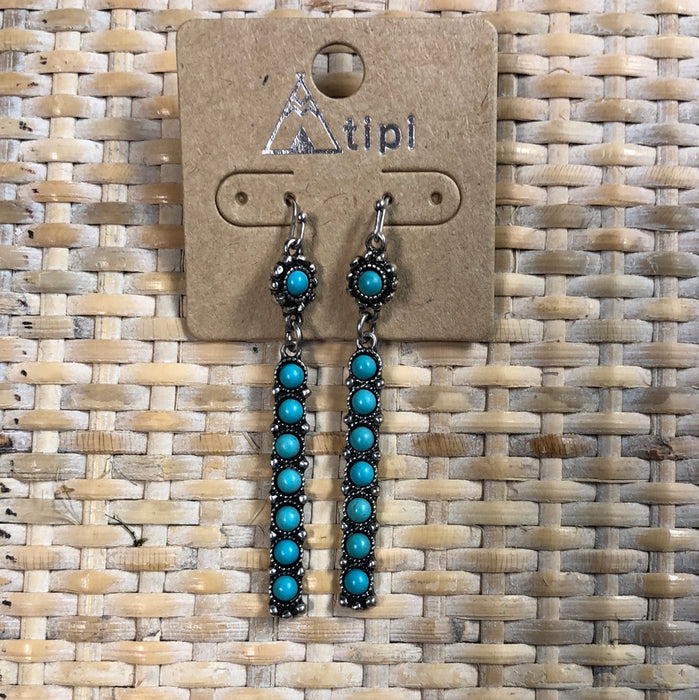 TURQUOISE ANS SILVER DROP EARRING
