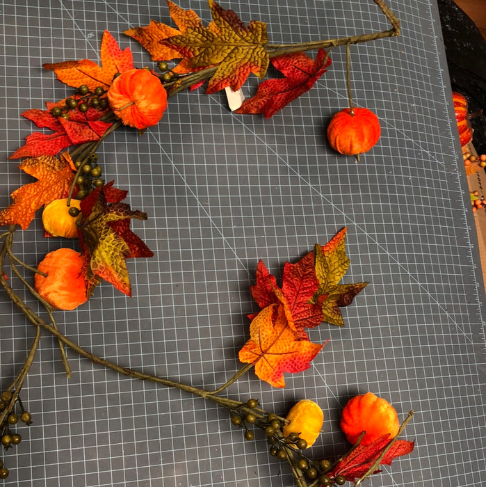 4 Foot Maple and Velvet Pumpkin Garland