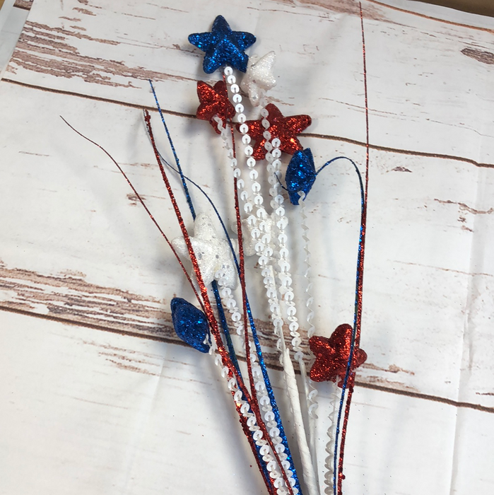Red/White/Blue Glitter Star Pick