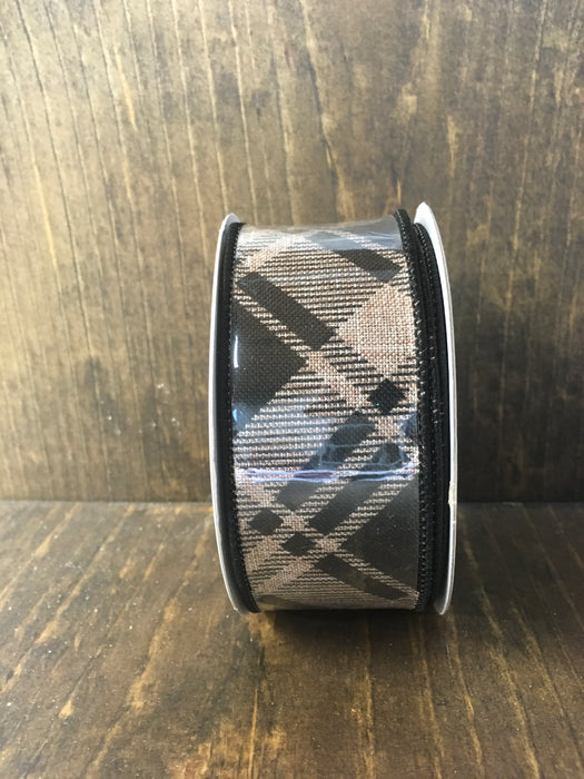 Black/Tan Plaid Ribbon