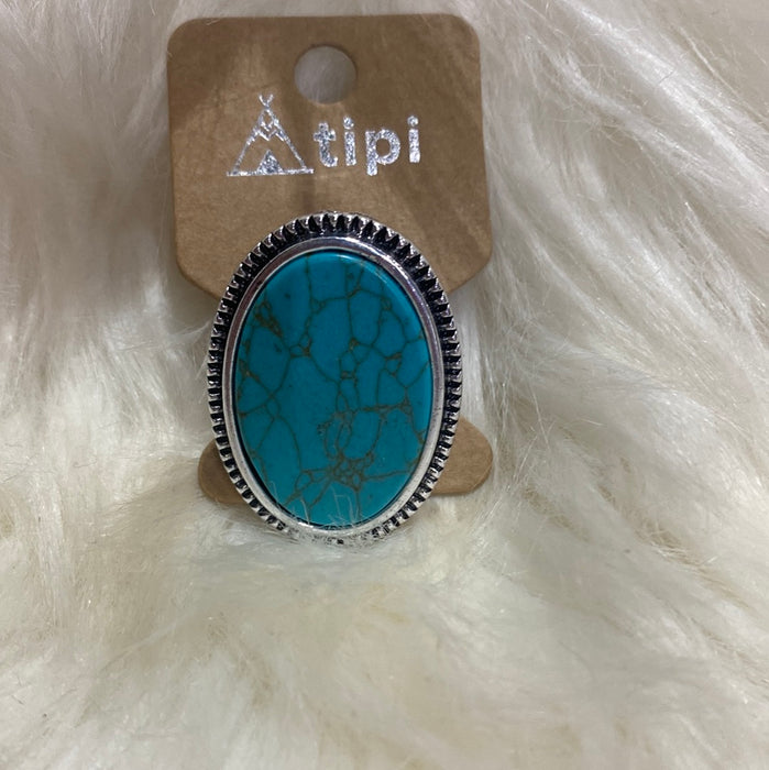 ADJUSTABLE TURQUOISE RING OVAL