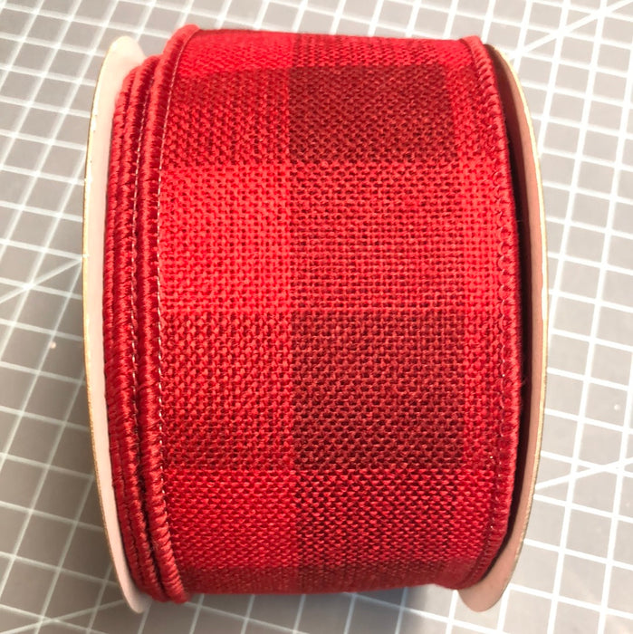 2.5"X10yd LINEN CHECK RED
