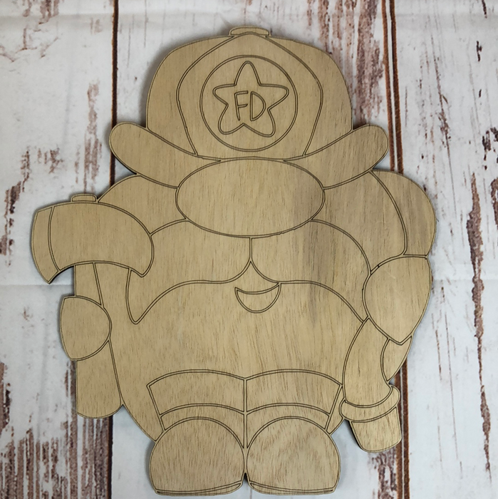 Firefighter Gnome Wreath Size Sign Blank