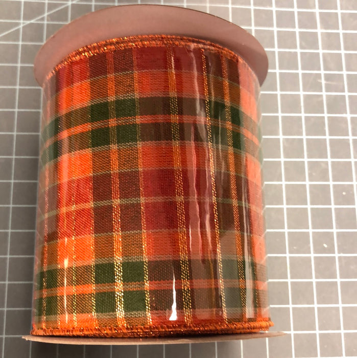 4"X10yd GREEN ORANGE RUST METALLIC CHECK
