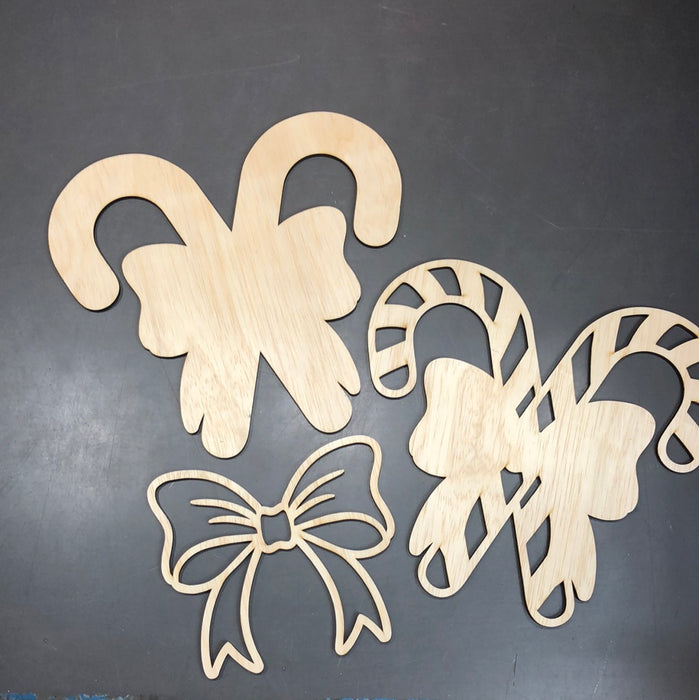 Double Candy Cane and Bow Stacked Sign