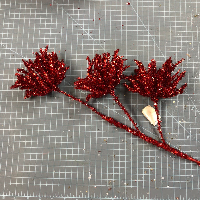 Red Glittered Starburst Pick