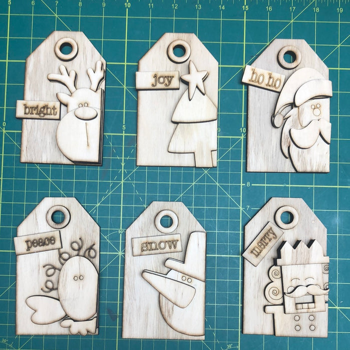 Large Christmas Tag Set of 6 (UNPAINTED)