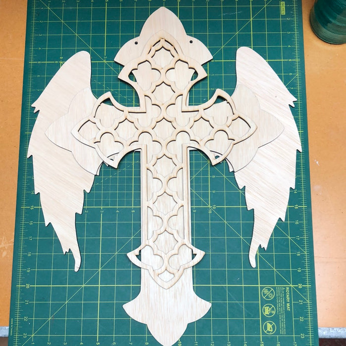 Double Cross with Angel Wings Door Hanger