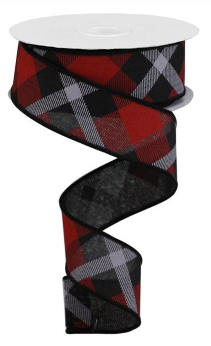 1.5” X 10 YD Printed Plaid on Royal